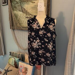 Carolina Belle Black and Pink Floral Sleeveless Top